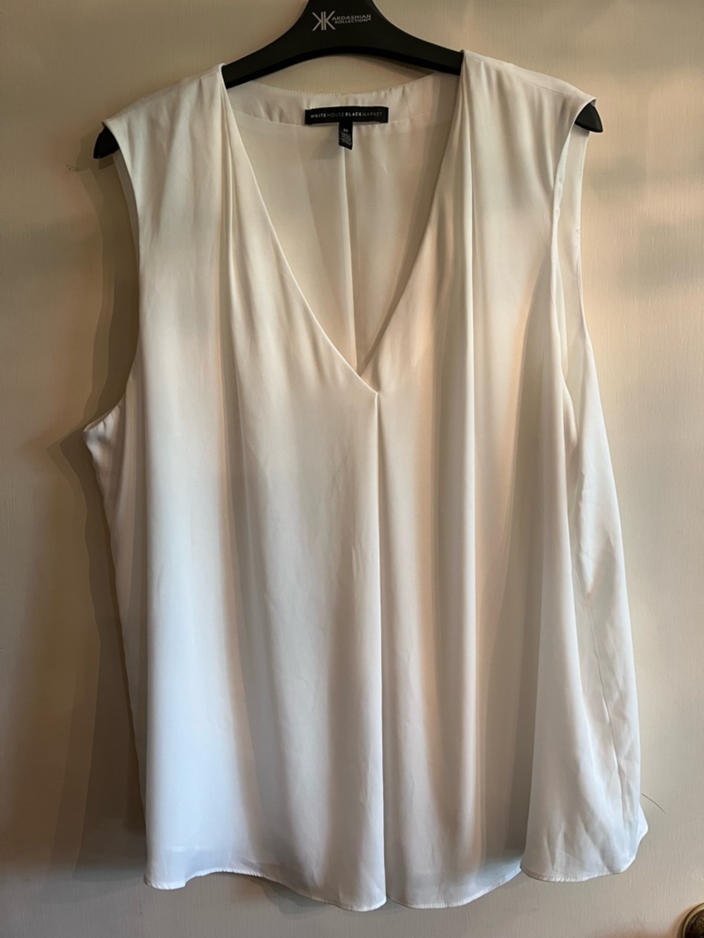 White House Black Market Sleeveless V-Neck Flowing Shell - White